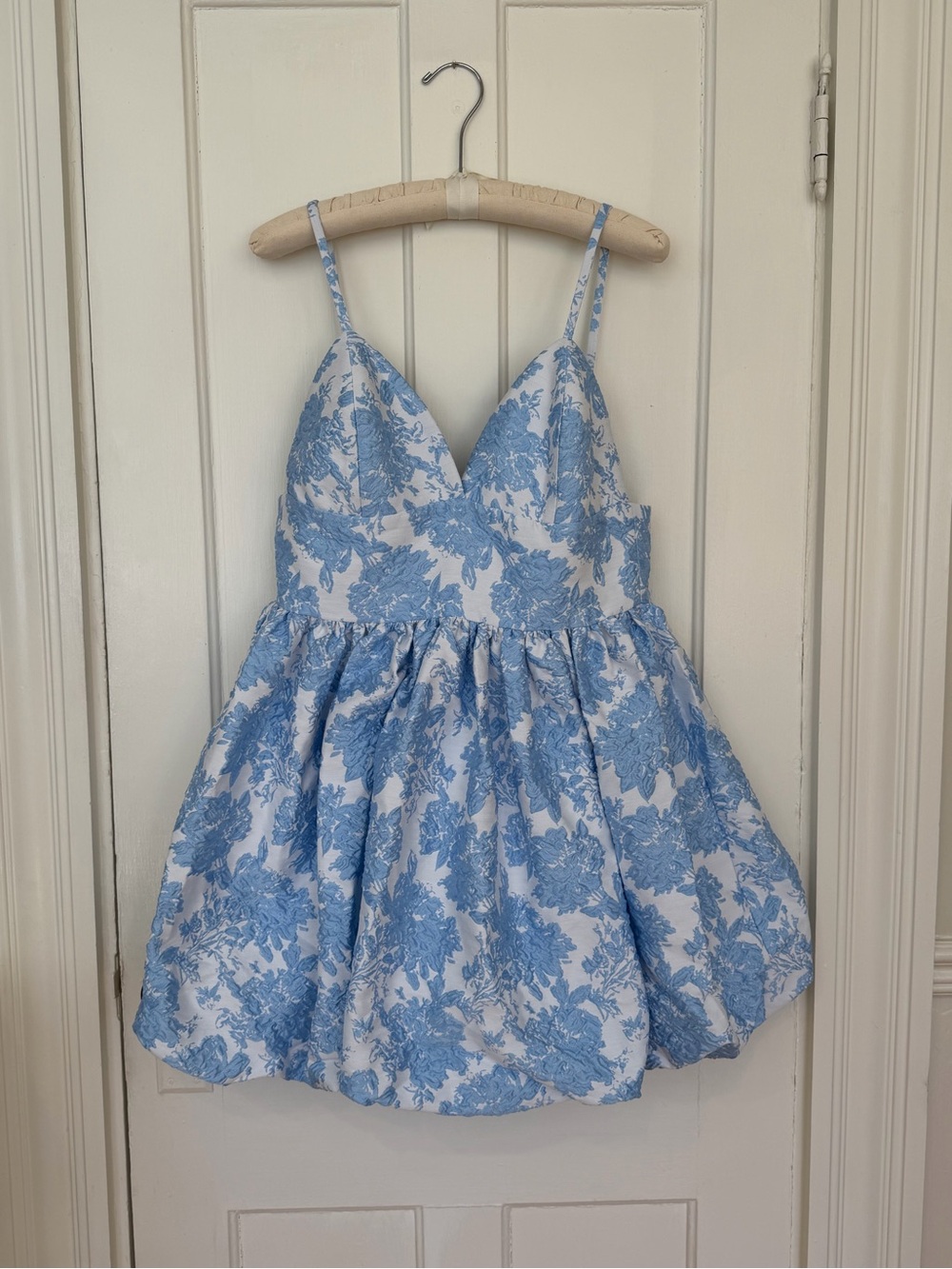Blue & White Floral Fit-and-Flare Women's Party Dress From Portugal